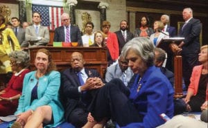 Congressman Hank Johnson and fellow Democrats stage a sit-in on House floor to push Republicans to address gun violence Photo Source: Congressman Hank Johnson's public Facebook page 