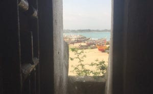 The view out of the door of no return in Elmina.
