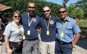 Left to right: Capt. Kelly Sizemore, Capt. Shawn Staton, firefighter Nicholas Ribal and Capt. Jovan Carter pose for a photograph at Camp OO-U-La.