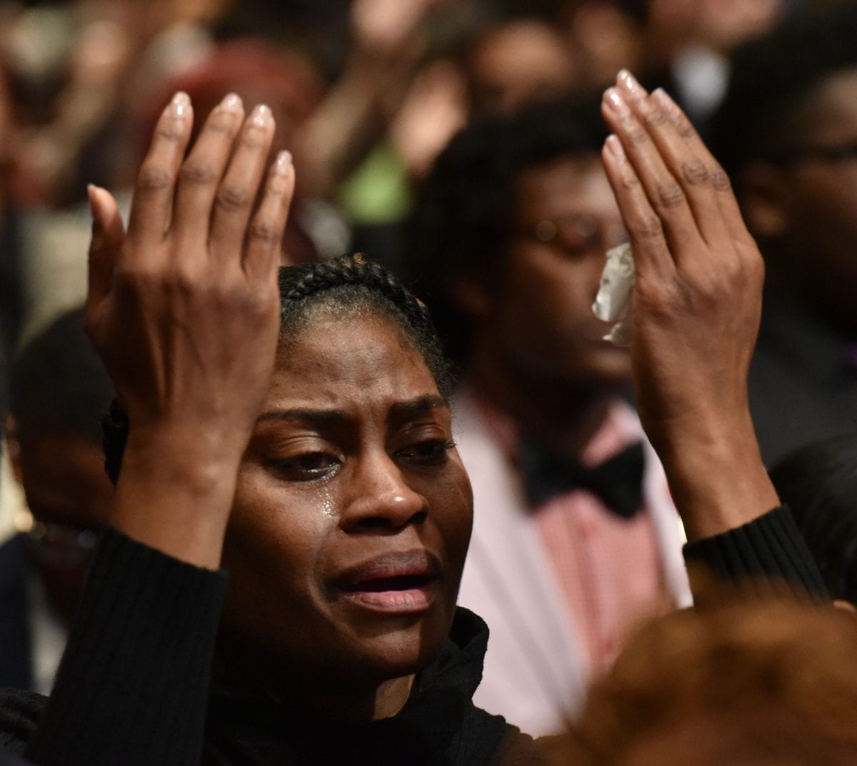 JANUARY 25, 2017 LITHONIA Mourners fill the sanctuary during the Homegoing services for Bishop Eddie Long, senior pastor, at New Birth Missionary Baptist Church, Wednesday, January 25, 2017. Bishop Long died January 15th, after a long-time fight with cancer. He was 63 years old. Hyosub Shin/AJC
