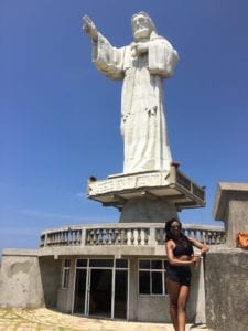 Overlooking a breathtaking status of "Christ of the Mercy" in San Juan Del Sur, Nicaragua