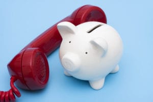 Telephone with piggy bank  call for help