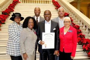 Dawkins-Haigler and members of the Georgia Legislative Black Caucus honored Segun Ogunsanya | Photo by Glenn L. Morgan