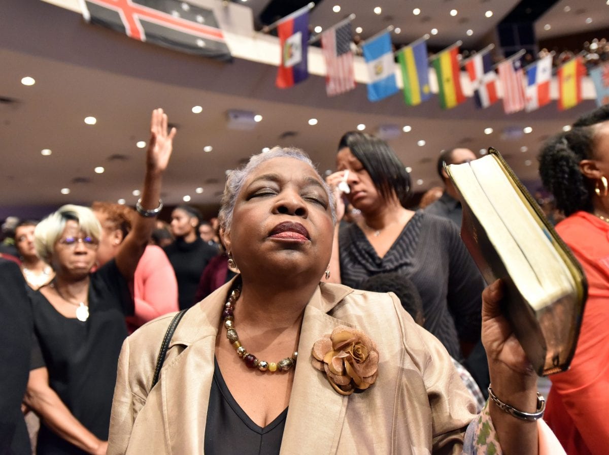 JANUARY 25, 2017 LITHONIA Mourners fill the sanctuary during the Homegoing services for Bishop Eddie Long, senior pastor, at New Birth Missionary Baptist Church, Wednesday, January 25, 2017. Bishop Long died January 15th, after a long-time fight with cancer. He was 63 years old. Hyosub Shin/AJC