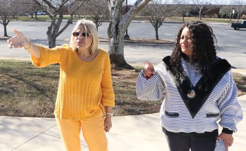 L-R: Cheryl Board and Josie Dean map out plans for the MLK event that will be held outside at the Rockdale County government annex at 1400 Parker Road in Conyers.