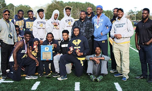 DeKalb County Track and Field Champs – Boys – Southwest DeKalb Panthers. Photo by Mark Brock