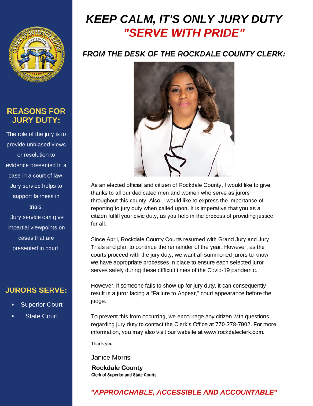 Rockdale County Clerk of Courts Janice Morris urges citizens to do