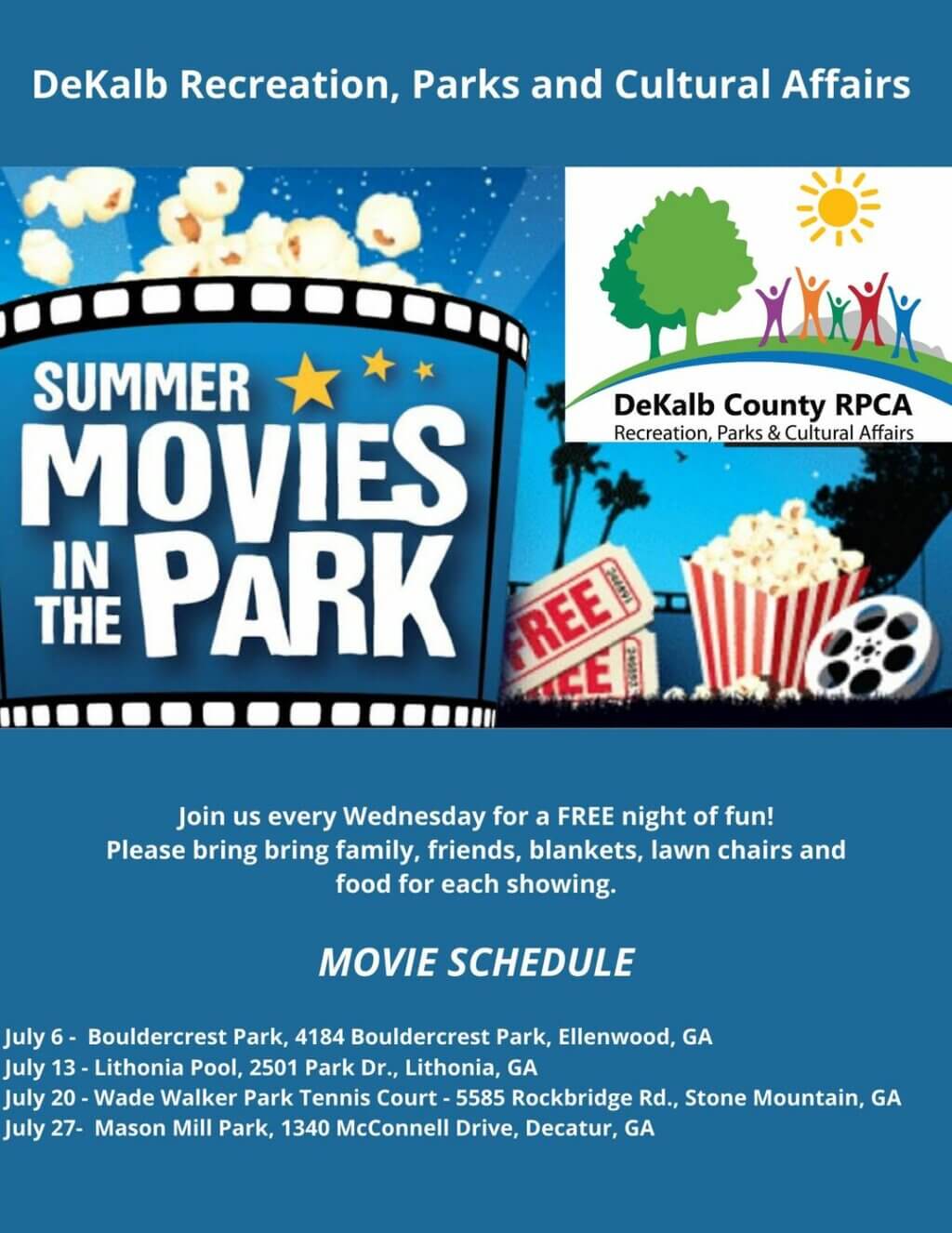 DeKalb County to host Movies in the Park during July On Common Ground