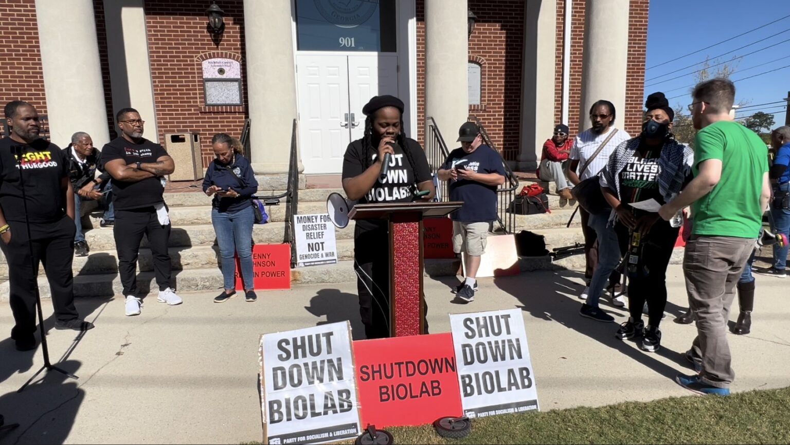 Protestors from across metro Atlanta unite to call for shutdown of BioLab in Rockdale County