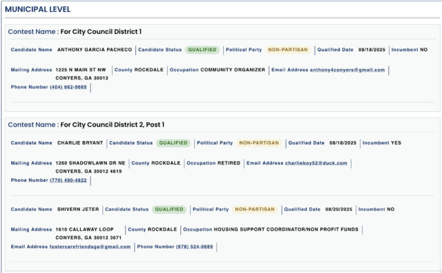 Conyers opens qualifying for Special City Council Election Sept. 3-5 – On Common Ground News