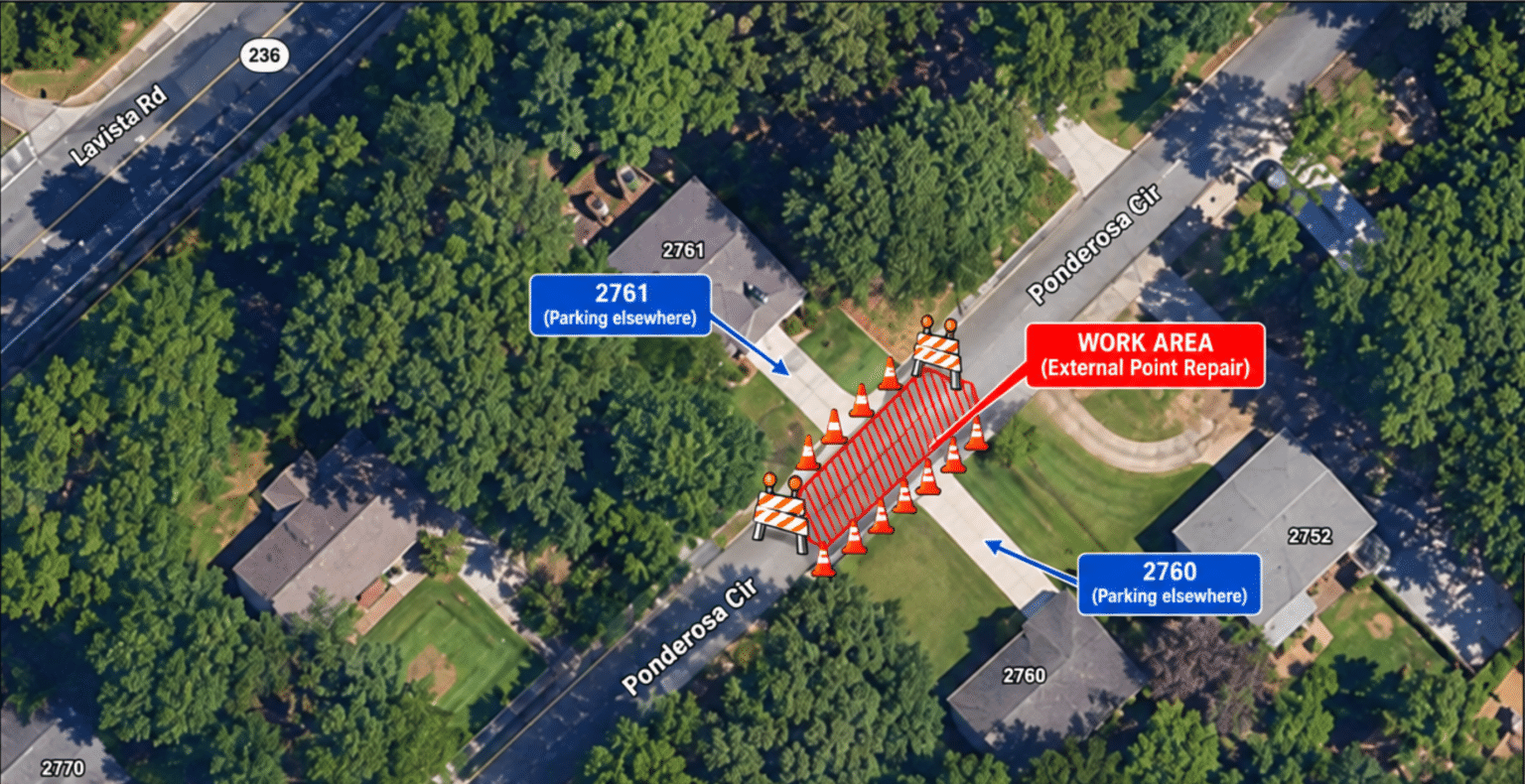 Road closure Ponderosa Circle in Decatur for sewer repairs Sept. 29-30, expect detours